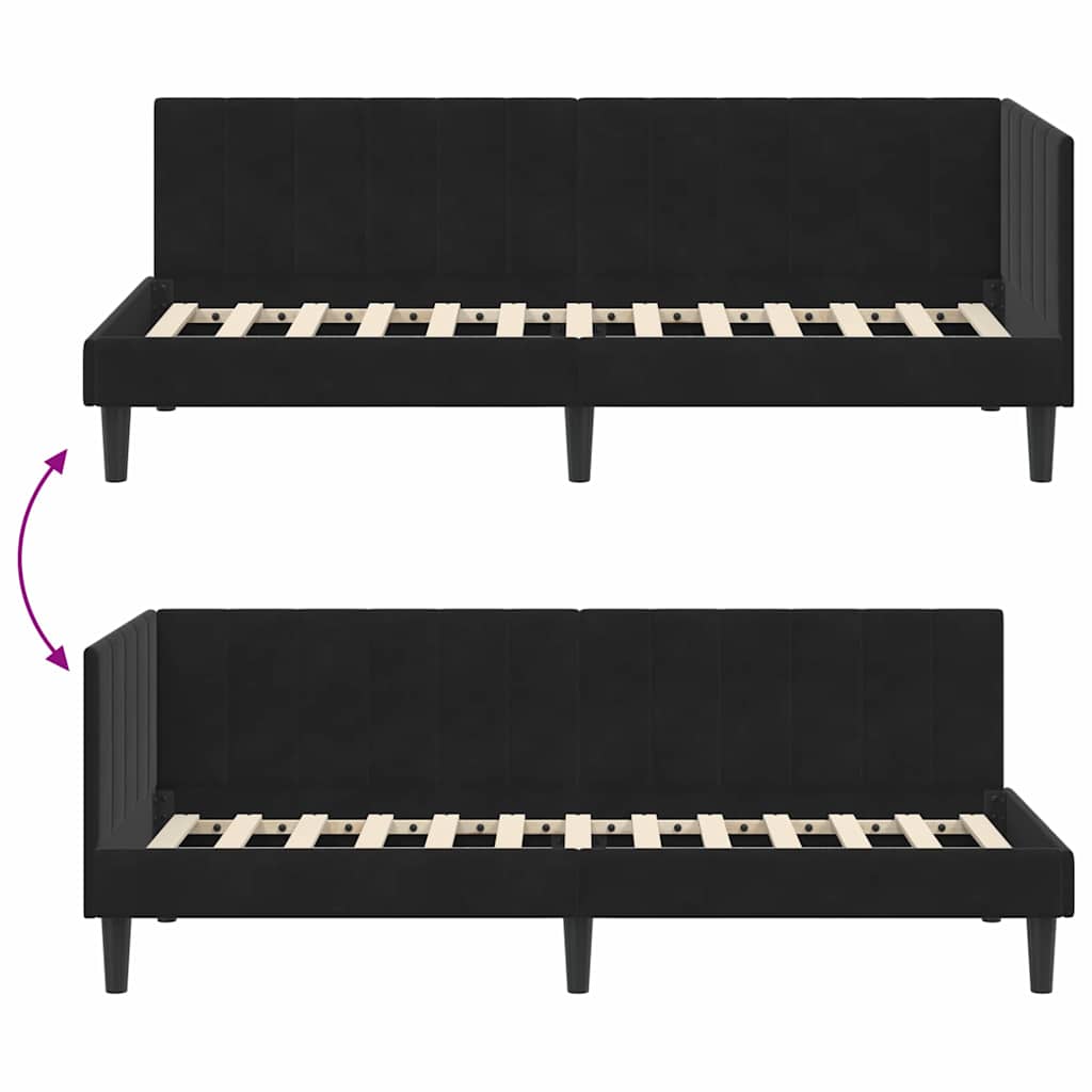 vidaXL Κρεβάτι Γωνίας με κεφαλάρι Μαύρο 80 x 200 cm Βελούδο