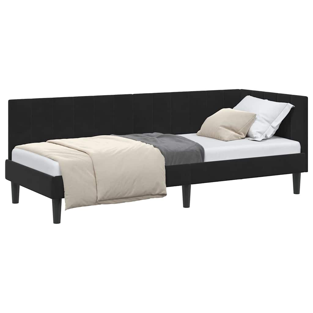 vidaXL Κρεβάτι Γωνίας με κεφαλάρι Μαύρο 80 x 200 cm Βελούδο