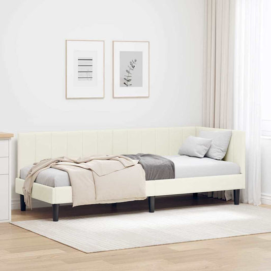 vidaXL Κρεβάτι Γωνίας με κεφαλάρι Κρεμ 80 εκ x 200 εκ Βελούδο