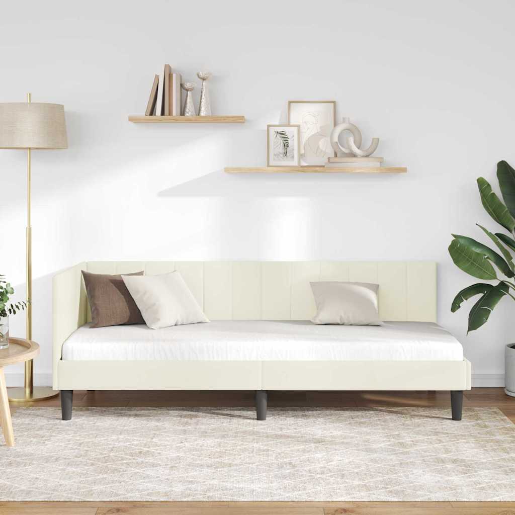 vidaXL Κρεβάτι Γωνίας με κεφαλάρι Κρεμ 80 εκ x 200 εκ Βελούδο