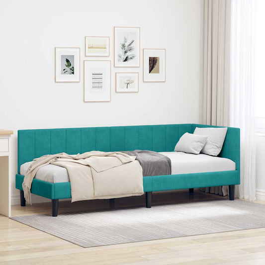 vidaXL Κρεβάτι Γωνίας με κεφαλάρι Τιρκουάζ 80 εκ x 200 εκ Βελούδο