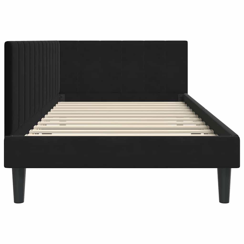 vidaXL Κρεβάτι Γωνίας με κεφαλάρι Μαύρο 90 x 190 cm Βελούδο