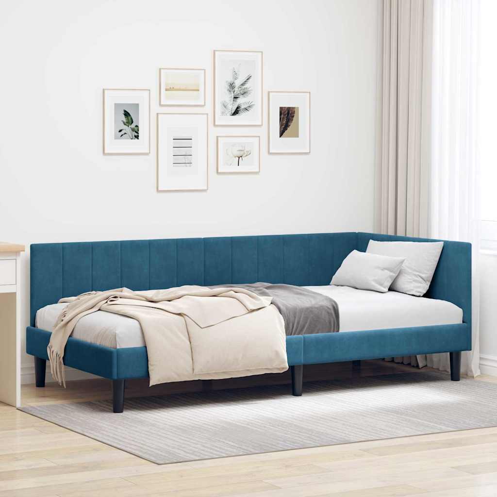 vidaXL Κρεβάτι Γωνίας με κεφαλάρι Μπλε 90 x 200 cm Βελούδο