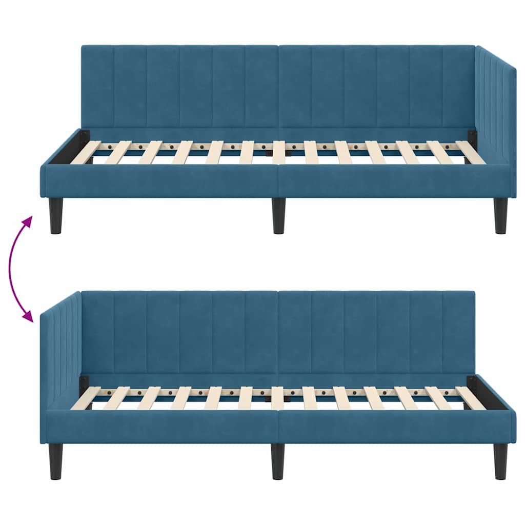vidaXL Κρεβάτι Γωνίας με κεφαλάρι Μπλε 90 x 200 cm Βελούδο