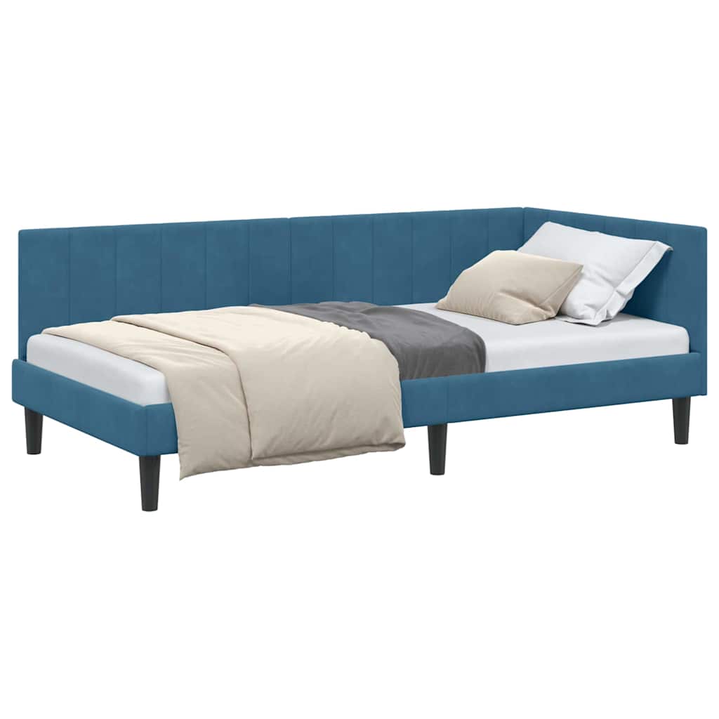 vidaXL Κρεβάτι Γωνίας με κεφαλάρι Μπλε 90 x 200 cm Βελούδο