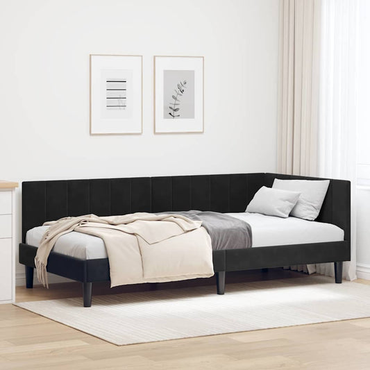 vidaXL Κρεβάτι Γωνίας με κεφαλάρι Μαύρο 100 x 200 cm Βελούδο