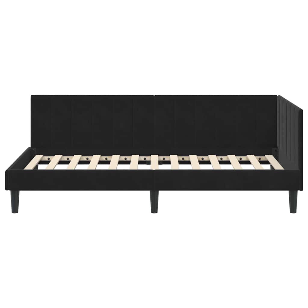 vidaXL Κρεβάτι Γωνίας με κεφαλάρι Μαύρο 100 x 200 cm Βελούδο
