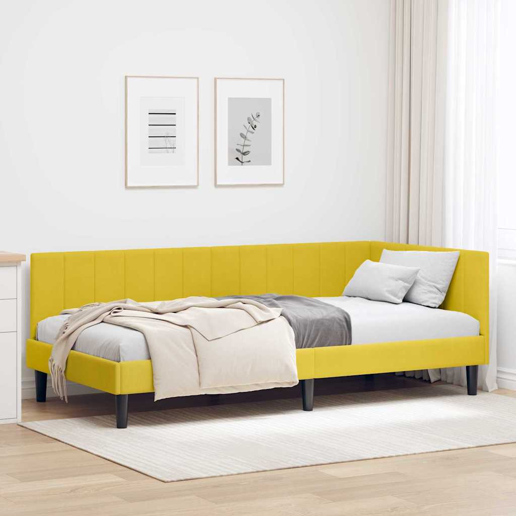 vidaXL Κρεβάτι Γωνίας με κεφαλάρι Κίτρινο 100 εκ x 200 εκ Βελούδο