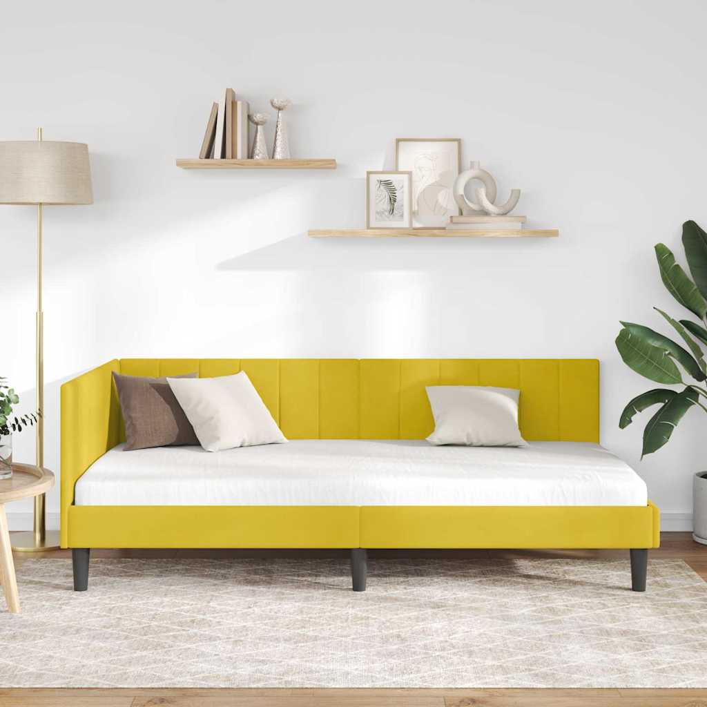 vidaXL Κρεβάτι Γωνίας με κεφαλάρι Κίτρινο 100 εκ x 200 εκ Βελούδο