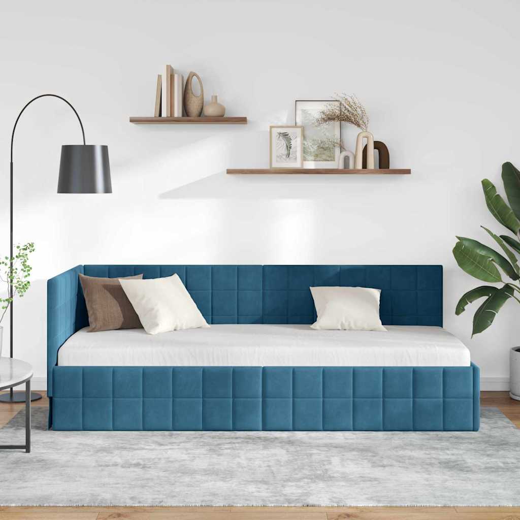 vidaXL Κρεβάτι Γωνίας με κεφαλάρι Μπλε 80 εκ x 200 εκ Βελούδο