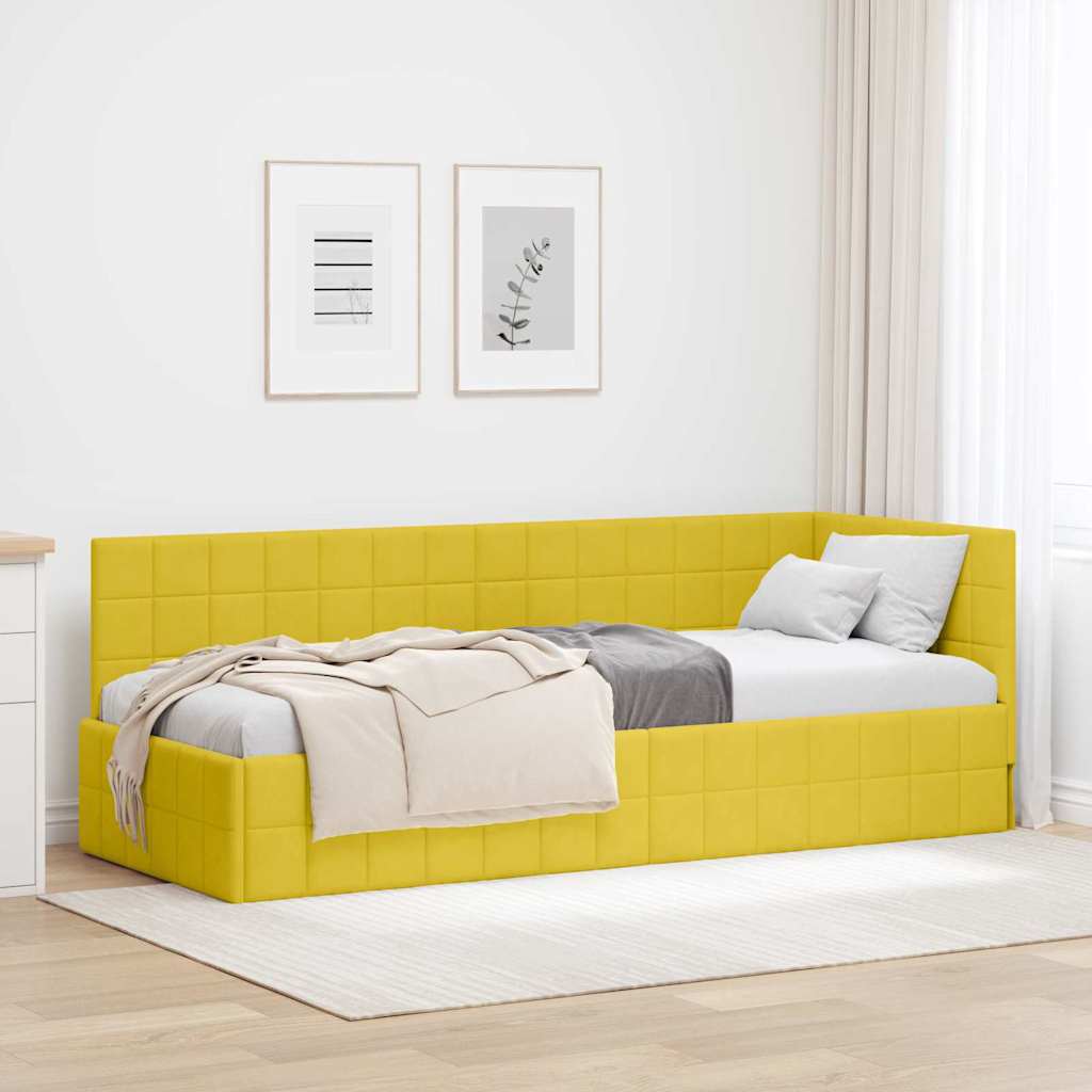 vidaXL Κρεβάτι Γωνίας με κεφαλάρι Κίτρινο 80 εκ x 200 εκ Βελούδο