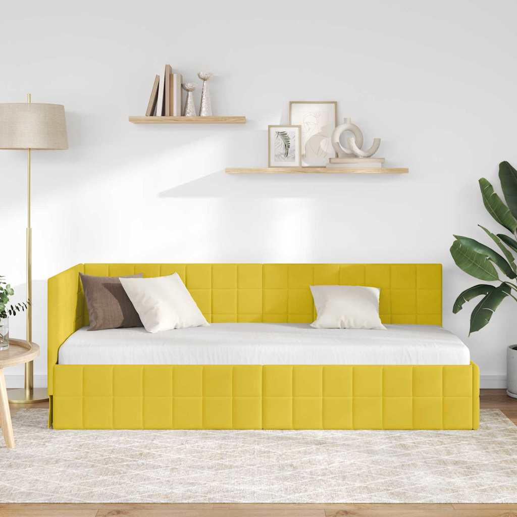 vidaXL Κρεβάτι Γωνίας με κεφαλάρι Κίτρινο 80 εκ x 200 εκ Βελούδο