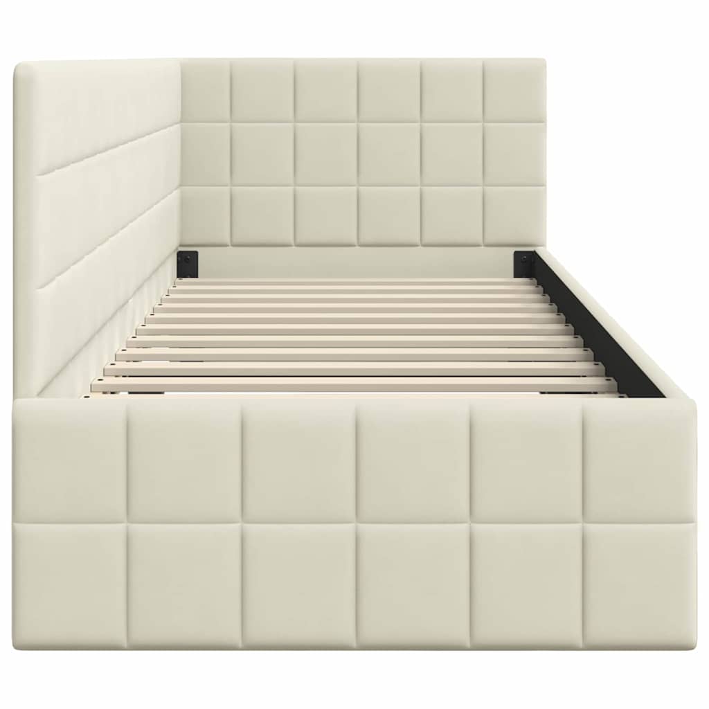 vidaXL Κρεβάτι Γωνίας με κεφαλάρι Κρεμ 80 εκ x 200 εκ Βελούδο