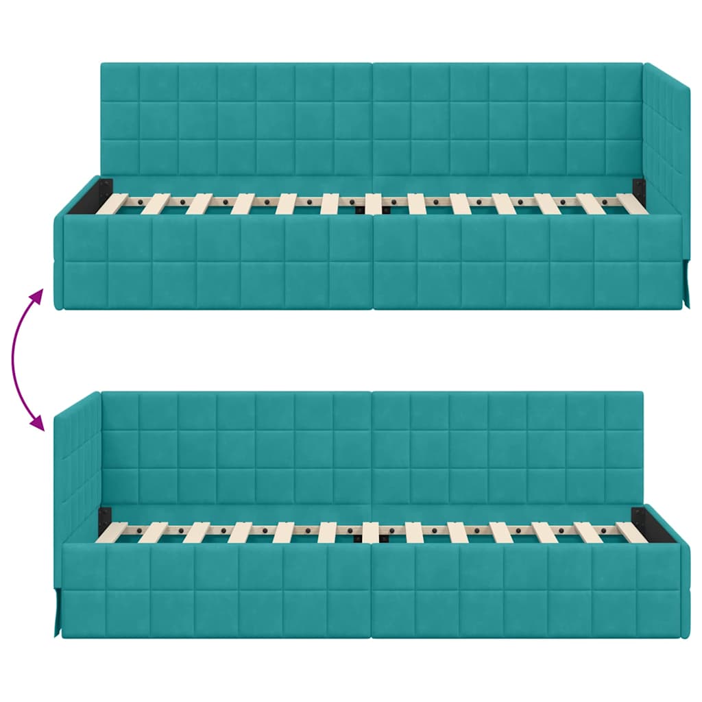 vidaXL Κρεβάτι Γωνίας Τιρκουάζ 80 x 200 cm Βελούδο
