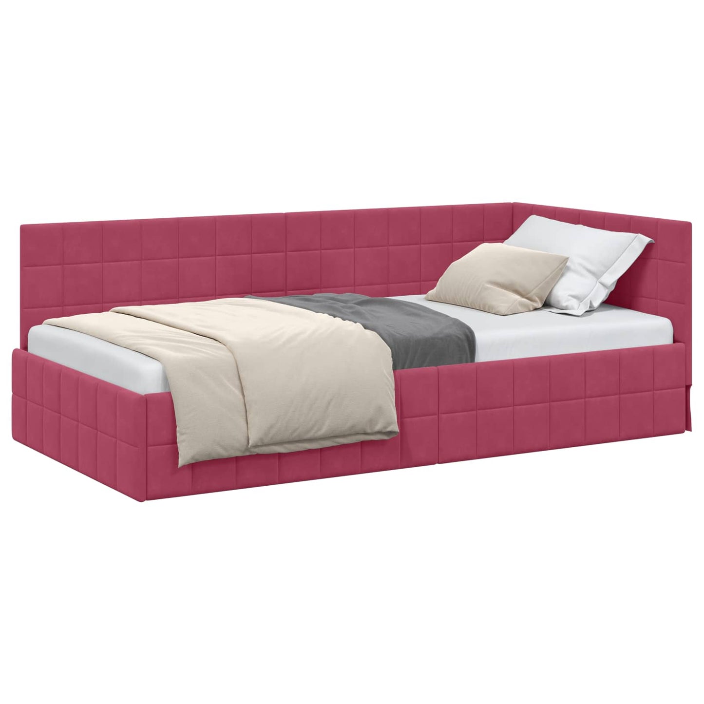 vidaXL Κρεβάτι Γωνίας Κόκκινο 90 x 200 cm Βελούδο