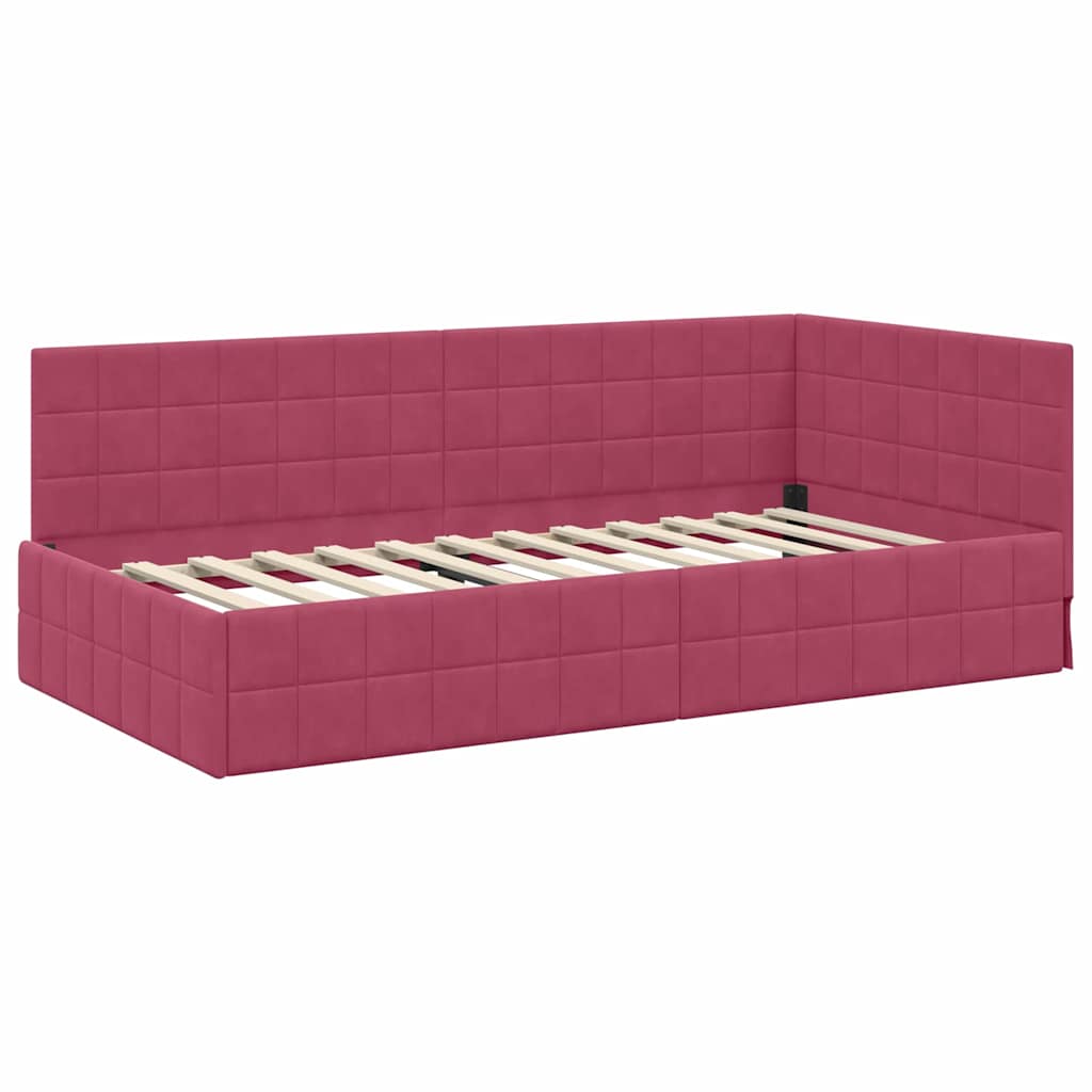 vidaXL Κρεβάτι Γωνίας Κόκκινο 90 x 200 cm Βελούδο