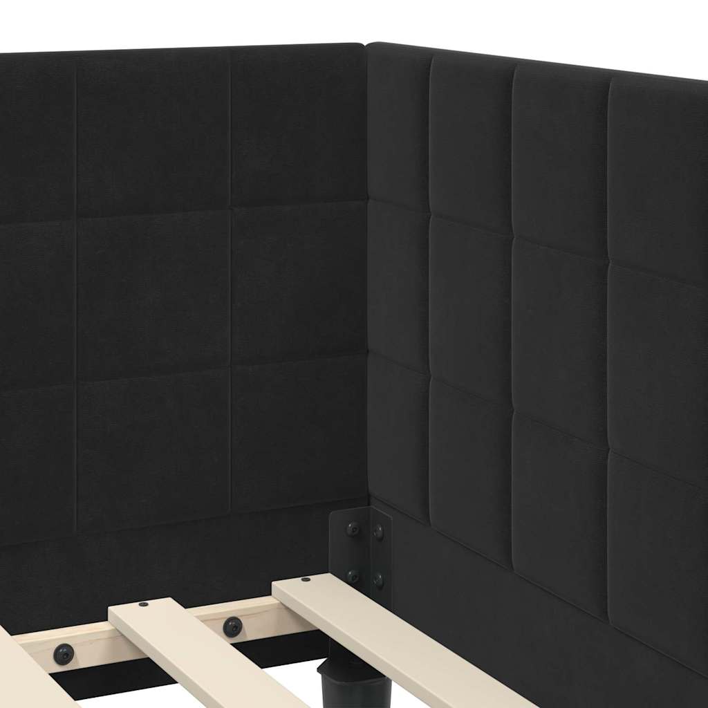 vidaXL Κρεβάτι Γωνίας με κεφαλάρι Μαύρο 100 x 200 cm Βελούδο