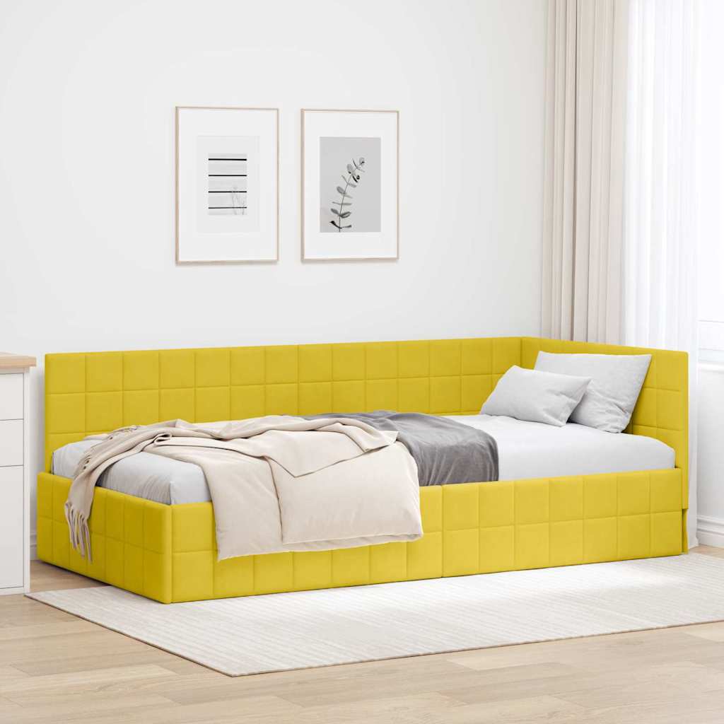 vidaXL Κρεβάτι Γωνίας με κεφαλάρι Κίτρινο 100 εκ x 200 εκ Βελούδο