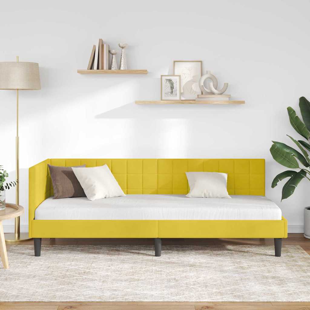 vidaXL Κρεβάτι Γωνίας με κεφαλάρι Κίτρινο 80 εκ x 200 εκ Βελούδο