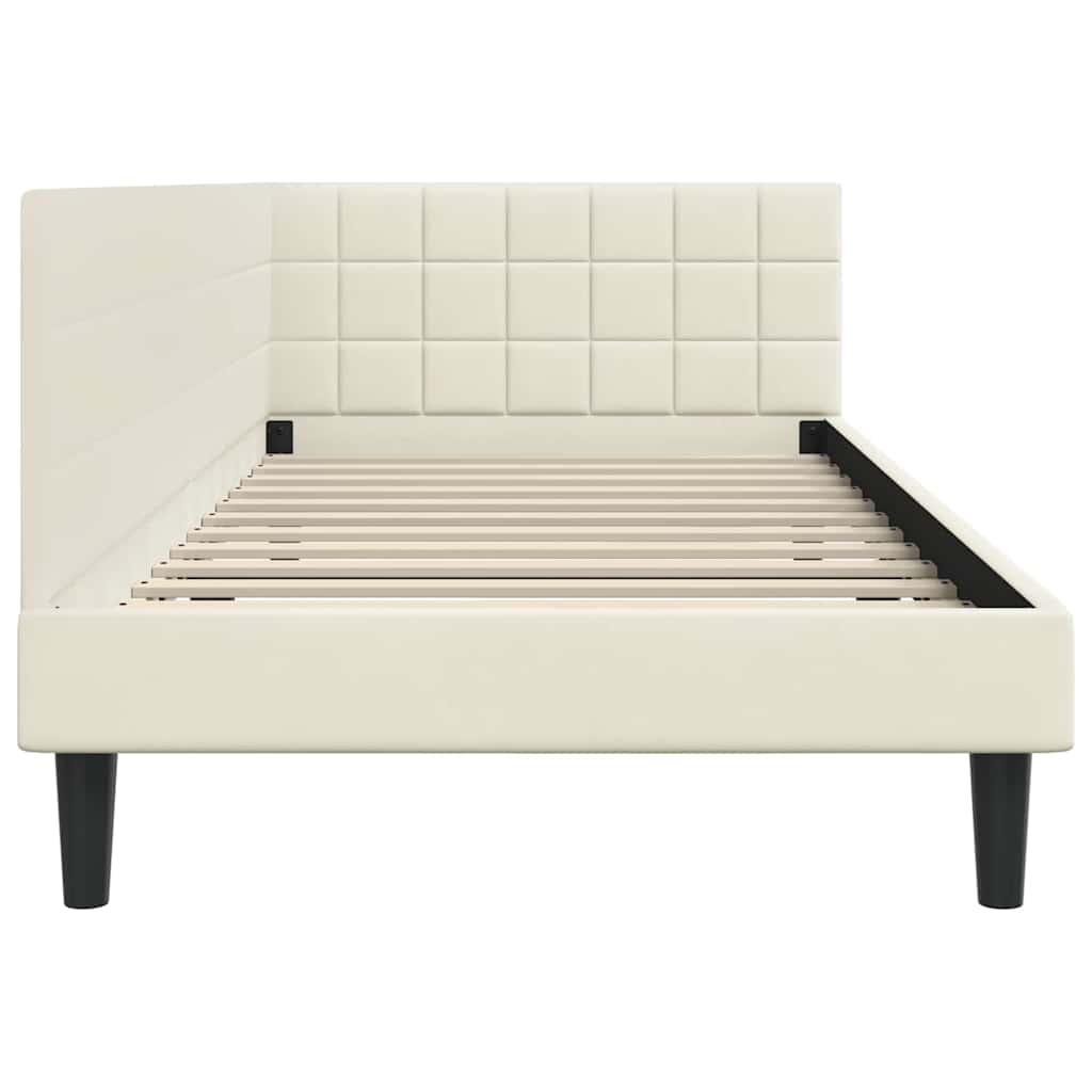 vidaXL Κρεβάτι Γωνίας με κεφαλάρι Κρεμ 90 εκ x 190 εκ Βελούδο