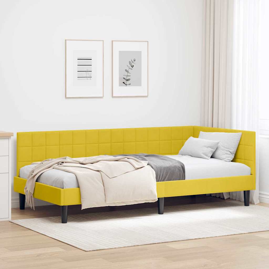 vidaXL Κρεβάτι Γωνίας με κεφαλάρι Κίτρινο 90 εκ x 200 εκ Βελούδο