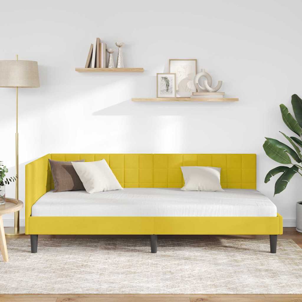 vidaXL Κρεβάτι Γωνίας με κεφαλάρι Κίτρινο 90 εκ x 200 εκ Βελούδο