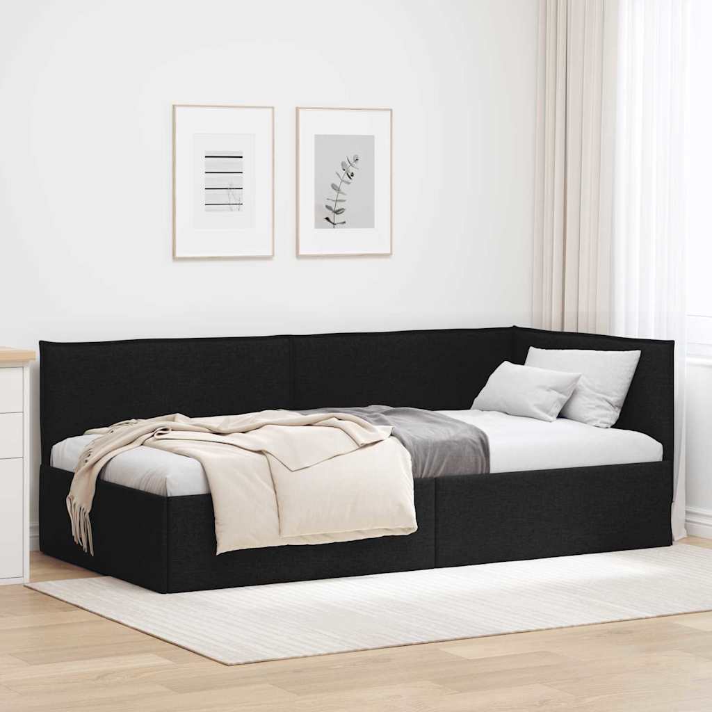 vidaXL Κρεβάτι Γωνίας με κεφαλάρι Μαύρο 80 x 200 cm ύφασμα