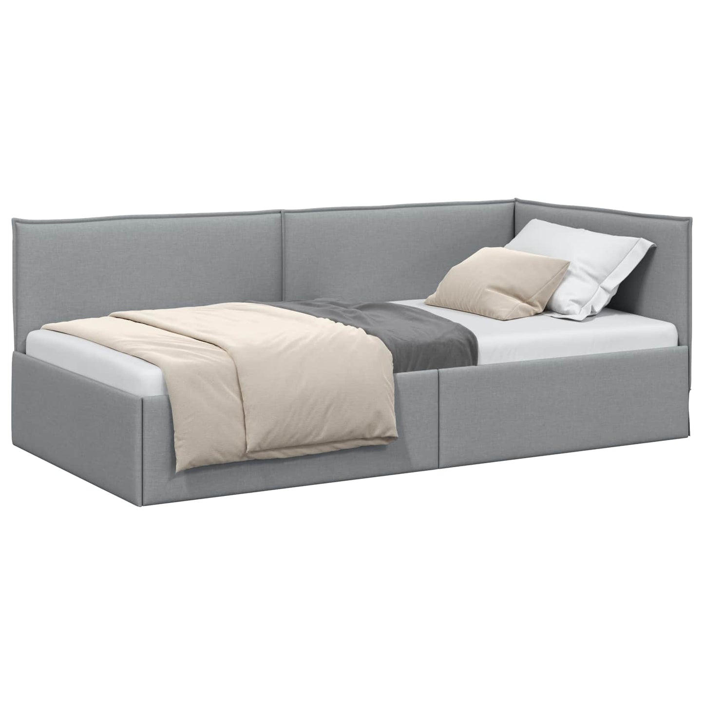 vidaXL Κρεβάτι Γωνίας Ανοιχτό γκρι 90 x 190 cm ύφασμα