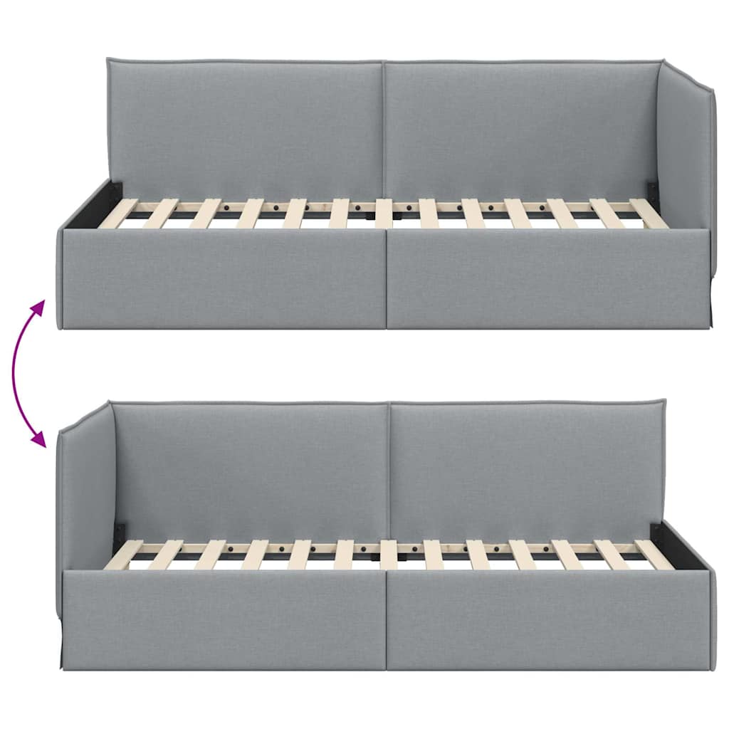 vidaXL Κρεβάτι Γωνίας Ανοιχτό γκρι 90 x 190 cm ύφασμα