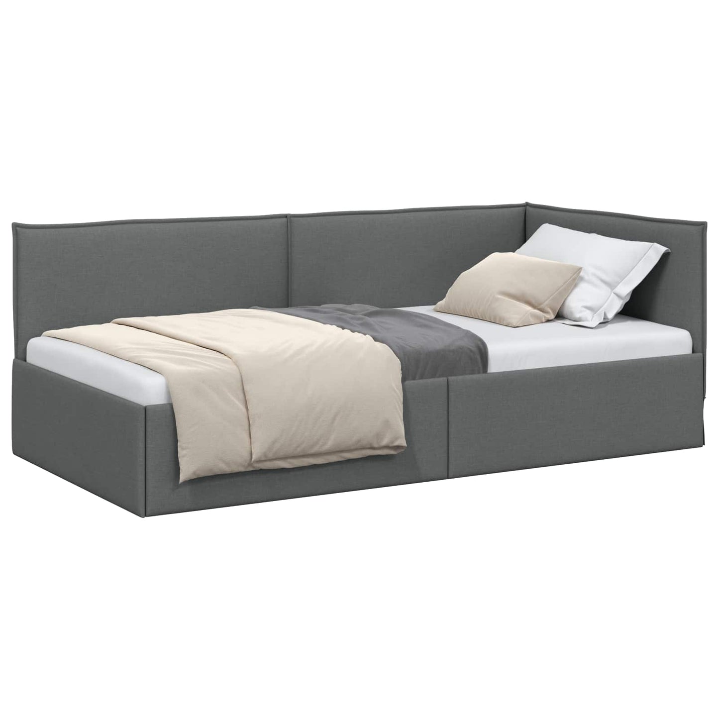 vidaXL Κρεβάτι Γωνίας με κεφαλάρι Σκούρο Γκρι 90 x 190 cm ύφασμα