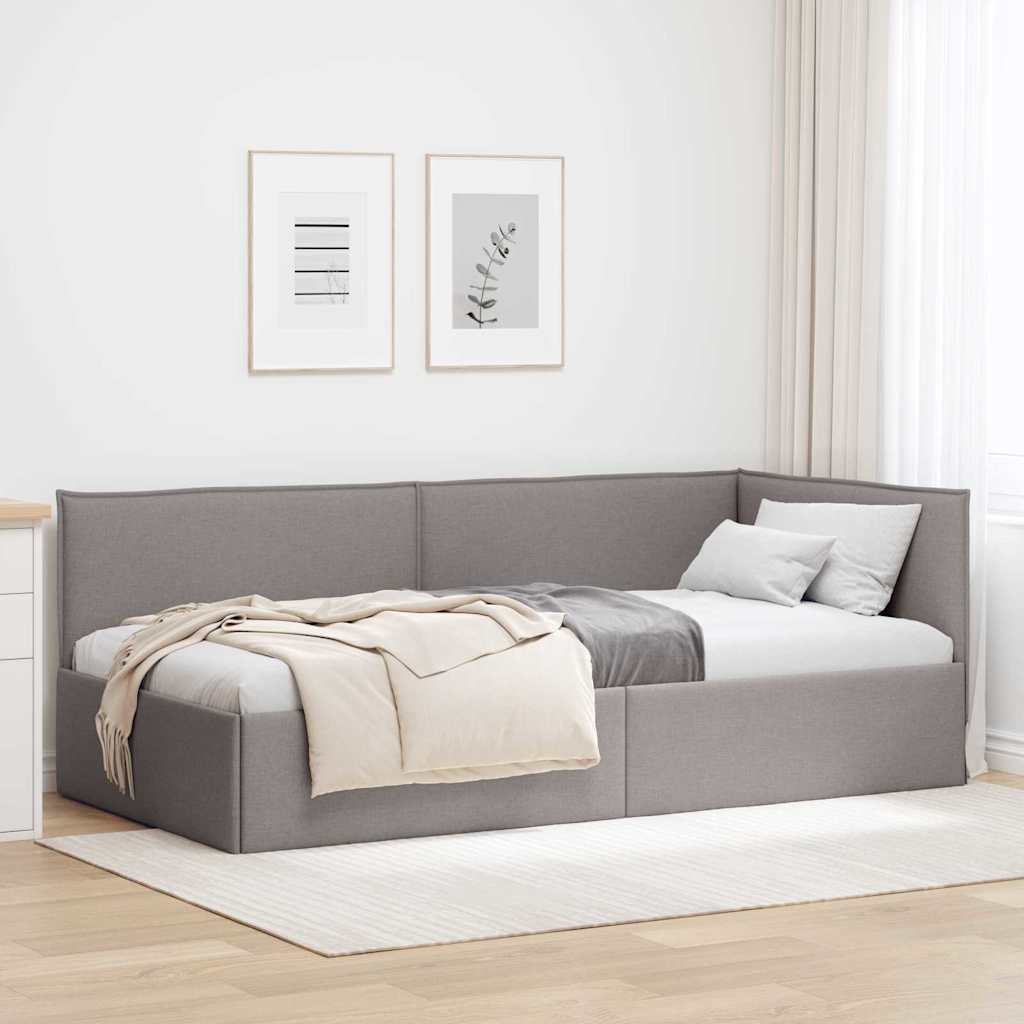 vidaXL Κρεβάτι Γωνίας Taupe 90 x 190 cm ύφασμα