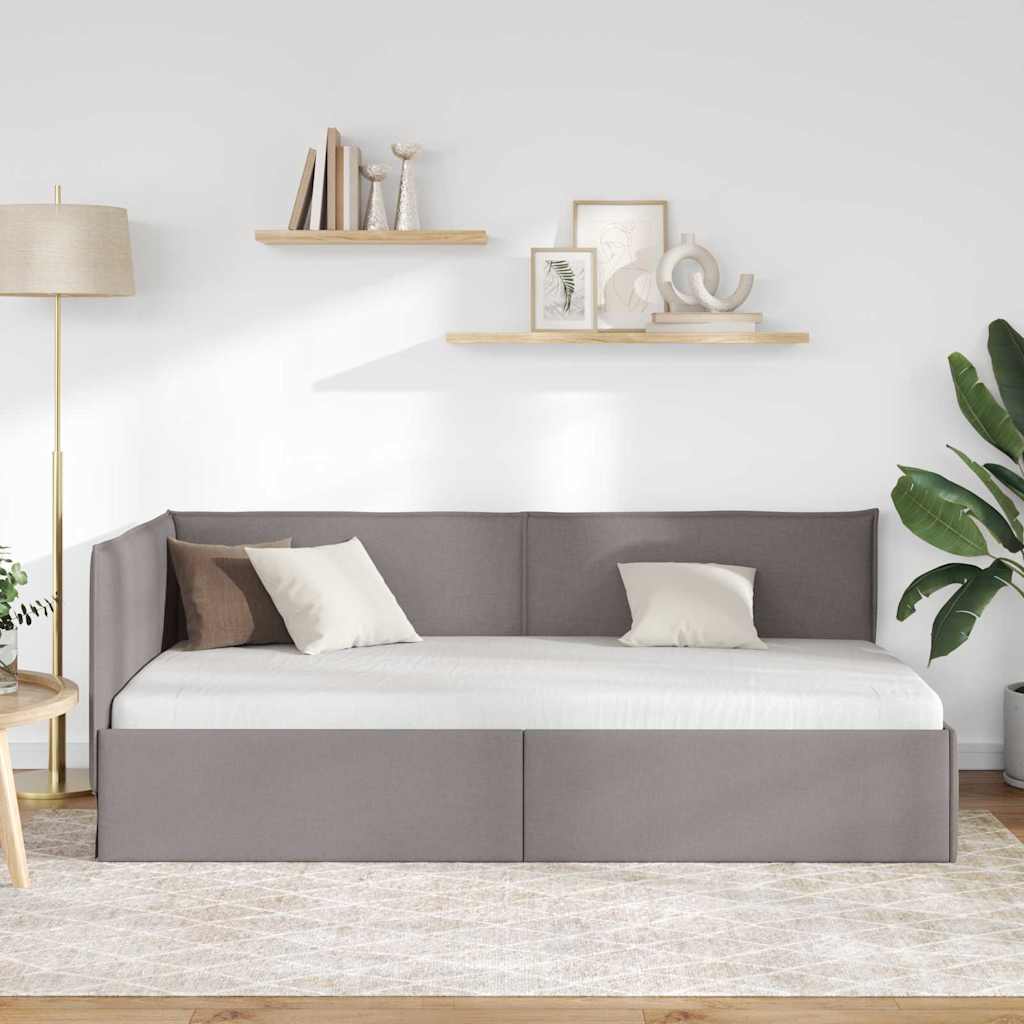 vidaXL Κρεβάτι Γωνίας Taupe 90 x 190 cm ύφασμα
