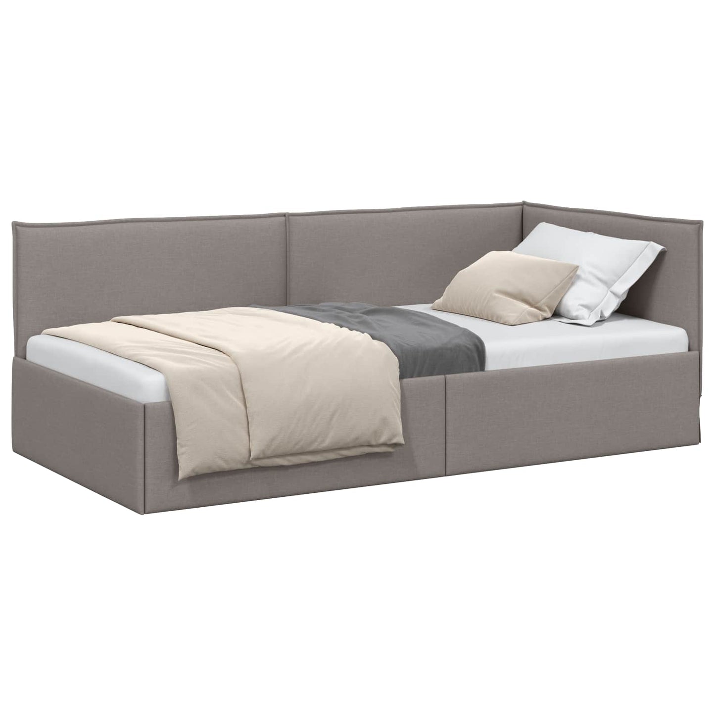 vidaXL Κρεβάτι Γωνίας Taupe 90 x 190 cm ύφασμα