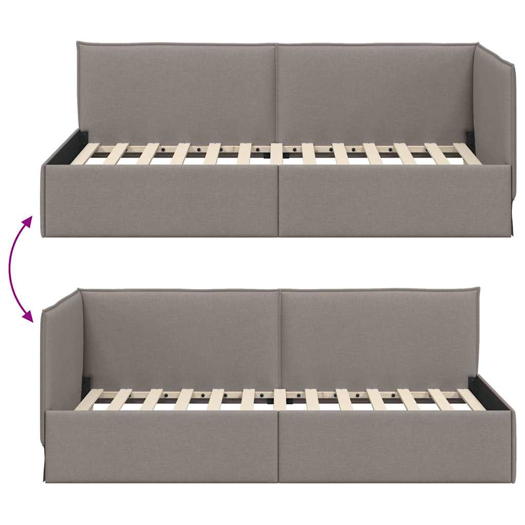 vidaXL Κρεβάτι Γωνίας Taupe 90 x 190 cm ύφασμα