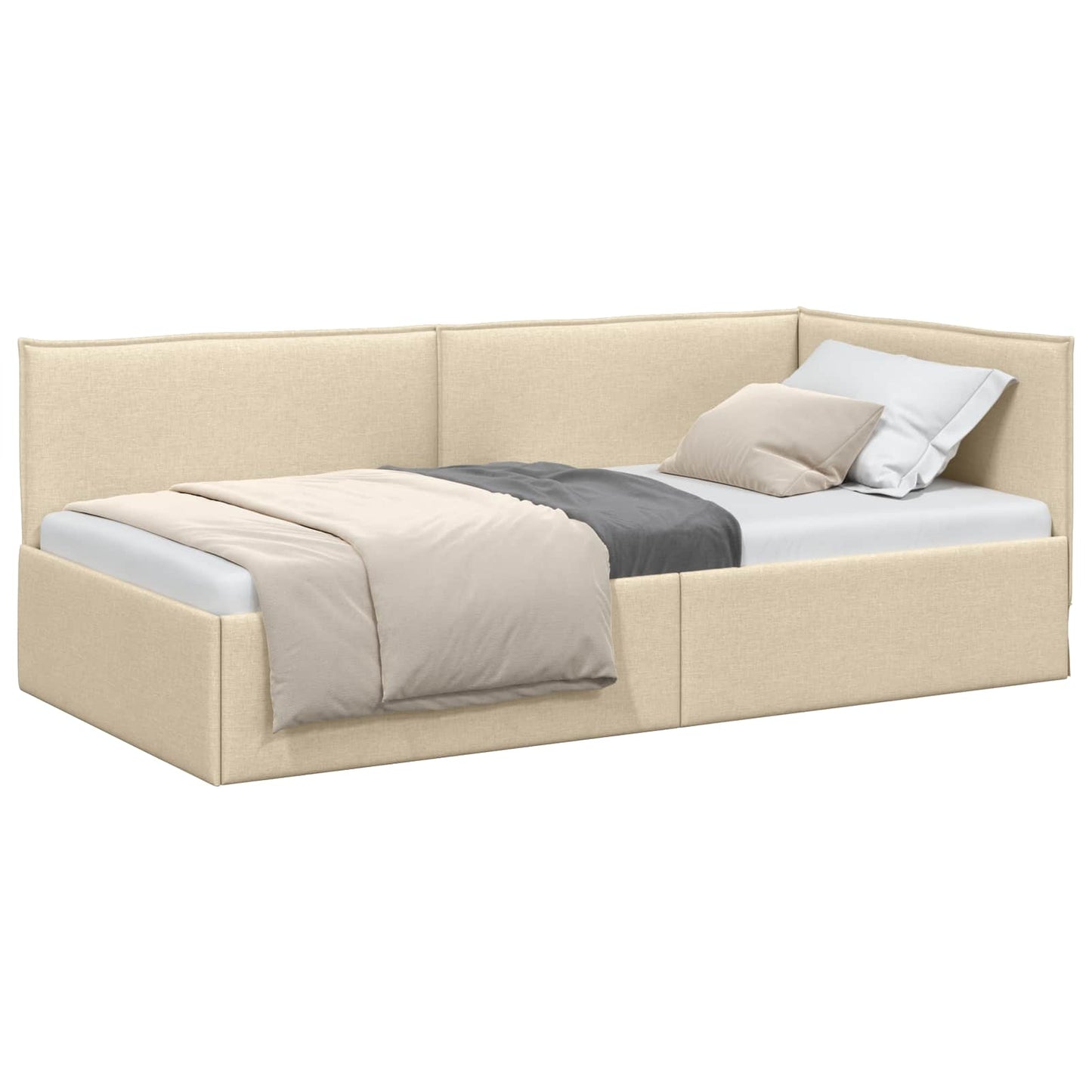 vidaXL Κρεβάτι Γωνίας Κρεμ 90 x 190 cm ύφασμα