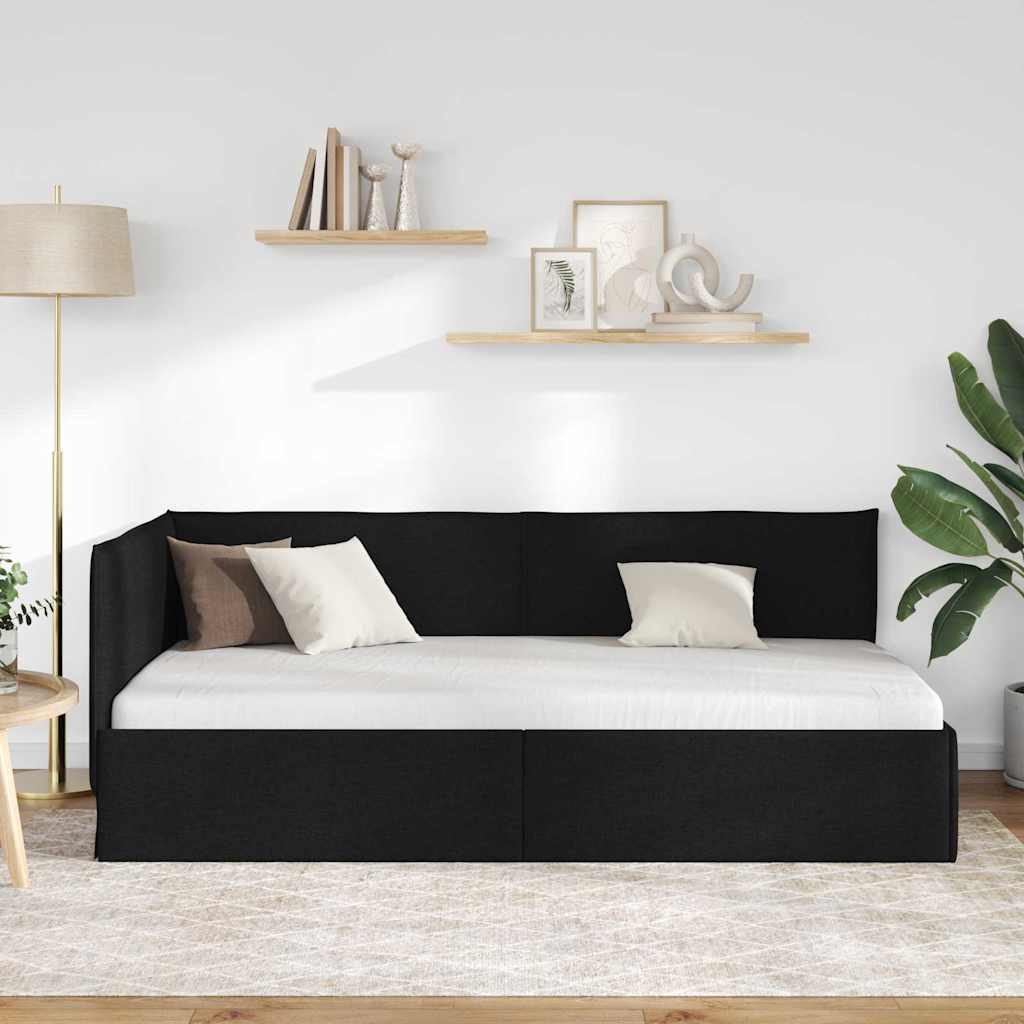 vidaXL Κρεβάτι Γωνίας Μαύρο 90 x 200 cm ύφασμα