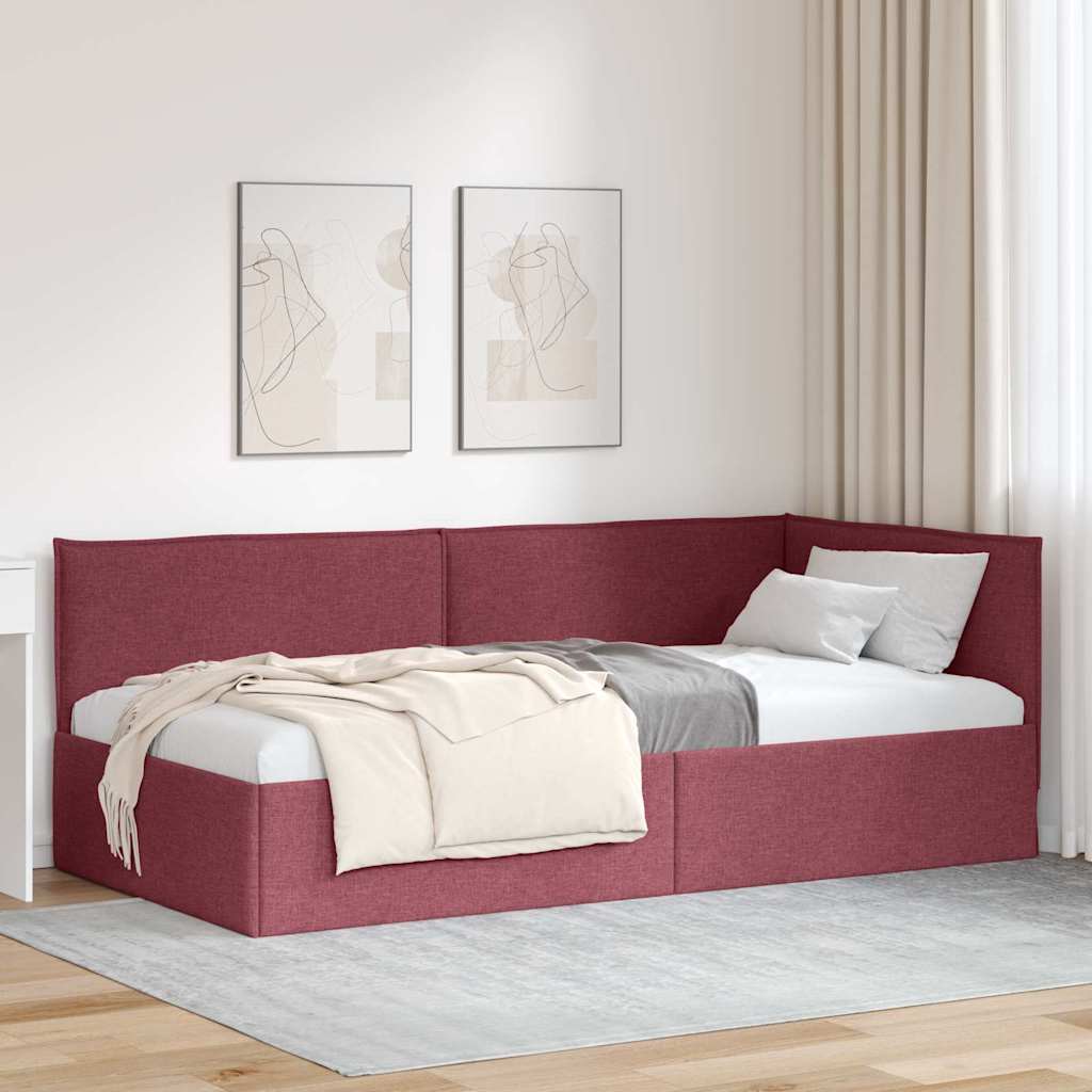 vidaXL Κρεβάτι Γωνίας με κεφαλάρι Κόκκινο 90 x 200 cm ύφασμα