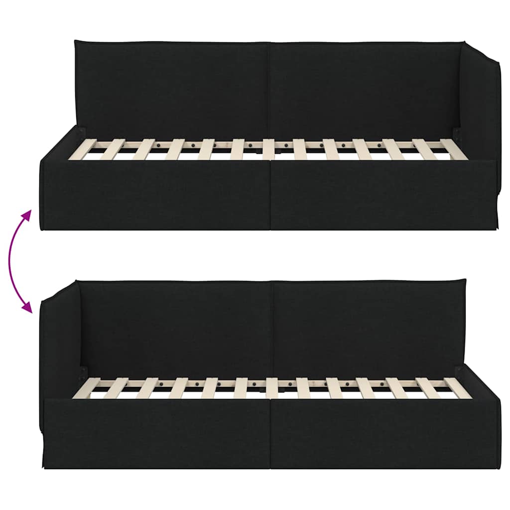 vidaXL Κρεβάτι Γωνίας με κεφαλάρι Μαύρο 100 x 200 cm ύφασμα