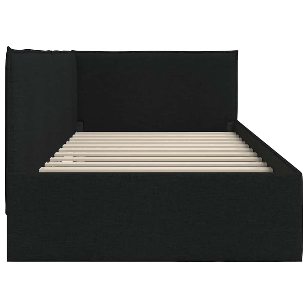 vidaXL Κρεβάτι Γωνίας με κεφαλάρι Μαύρο 100 x 200 cm ύφασμα
