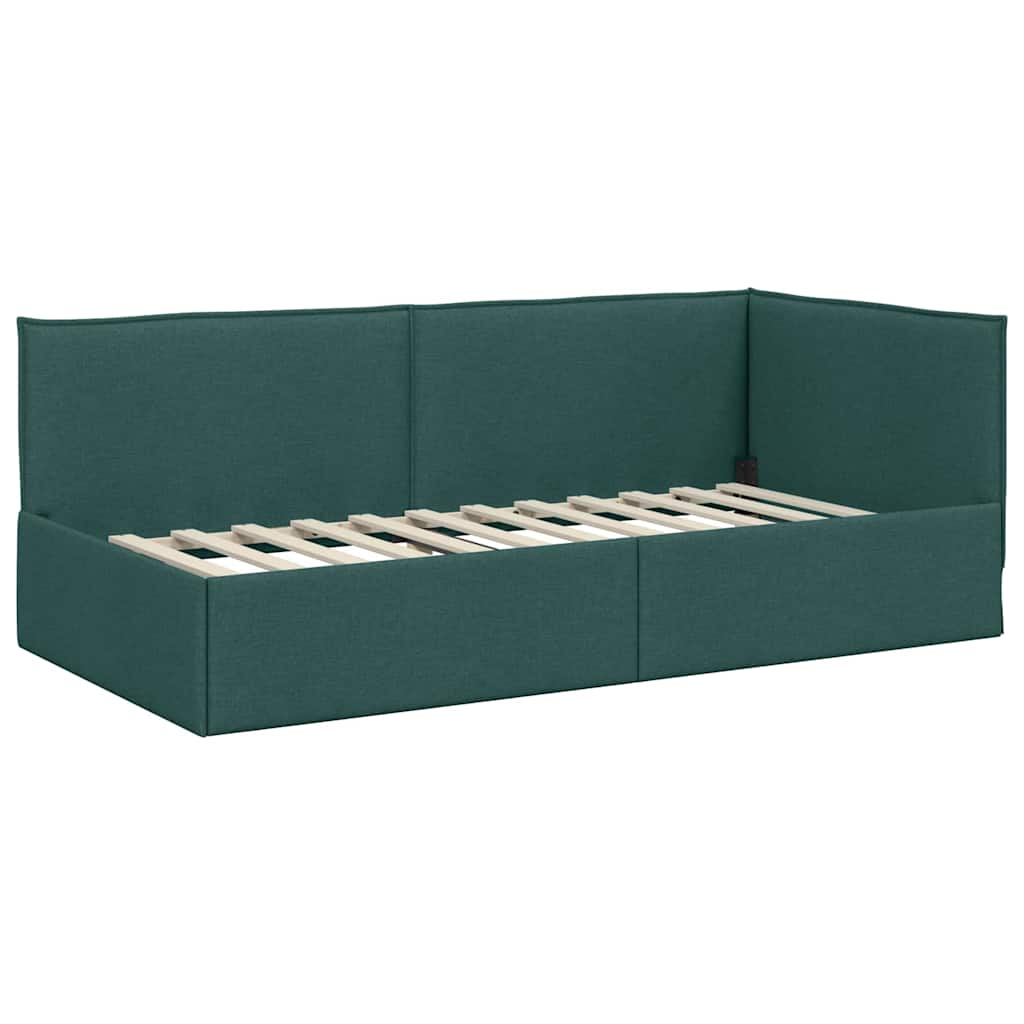 vidaXL Κρεβάτι Γωνίας με κεφαλάρι Σκούρο Πράσινο 100 x 200 cm ύφασμα