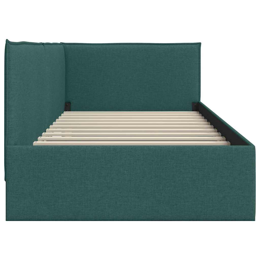 vidaXL Κρεβάτι Γωνίας με κεφαλάρι Σκούρο Πράσινο 100 x 200 cm ύφασμα