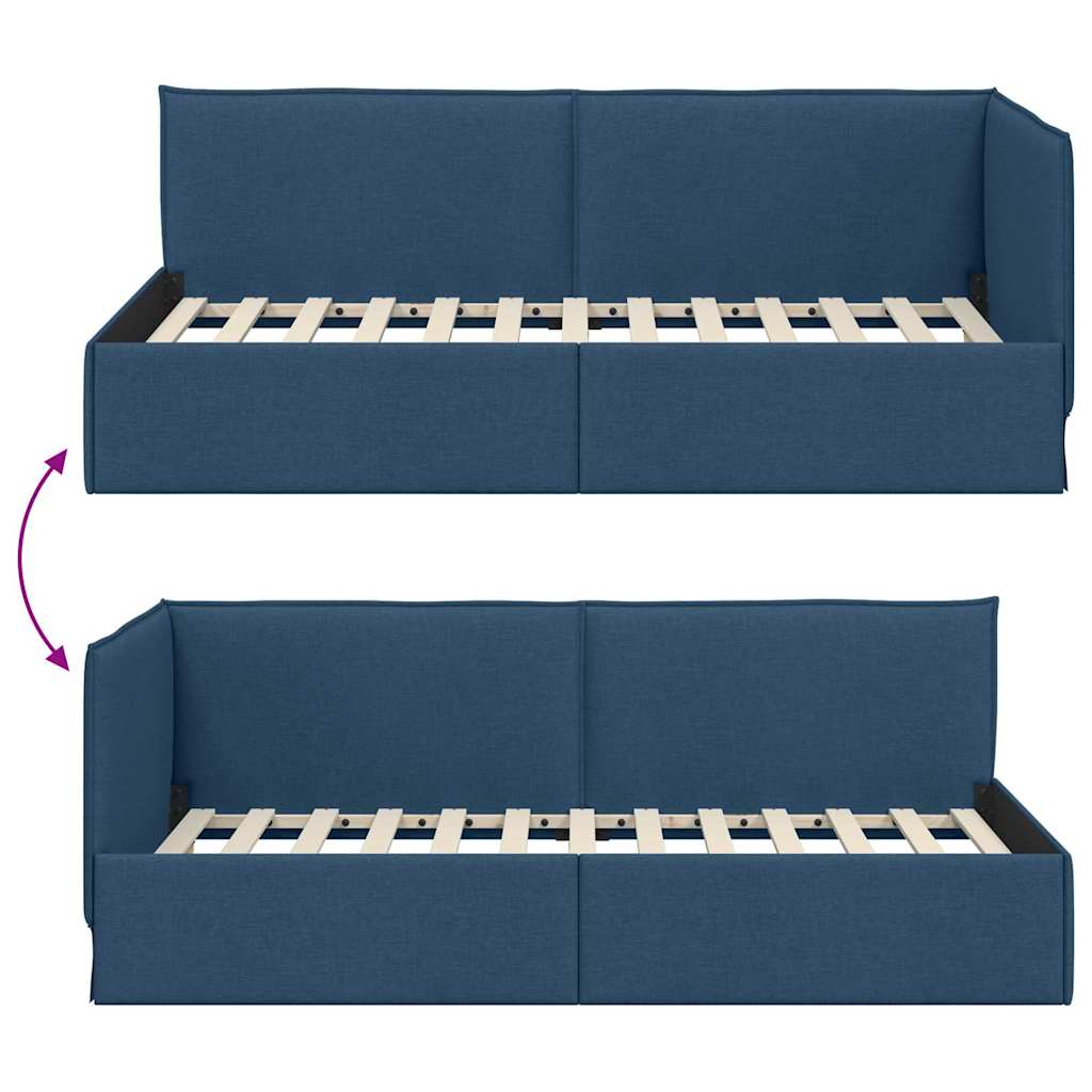 vidaXL Κρεβάτι Γωνίας με κεφαλάρι Μπλε 100 x 200 cm ύφασμα