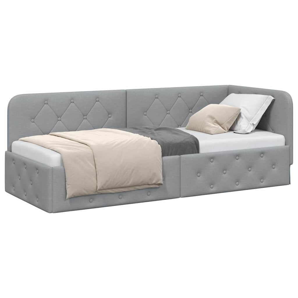 vidaXL Κρεβάτι Γωνίας με κεφαλάρι Ανοιχτό γκρι 80 x 200 cm ύφασμα