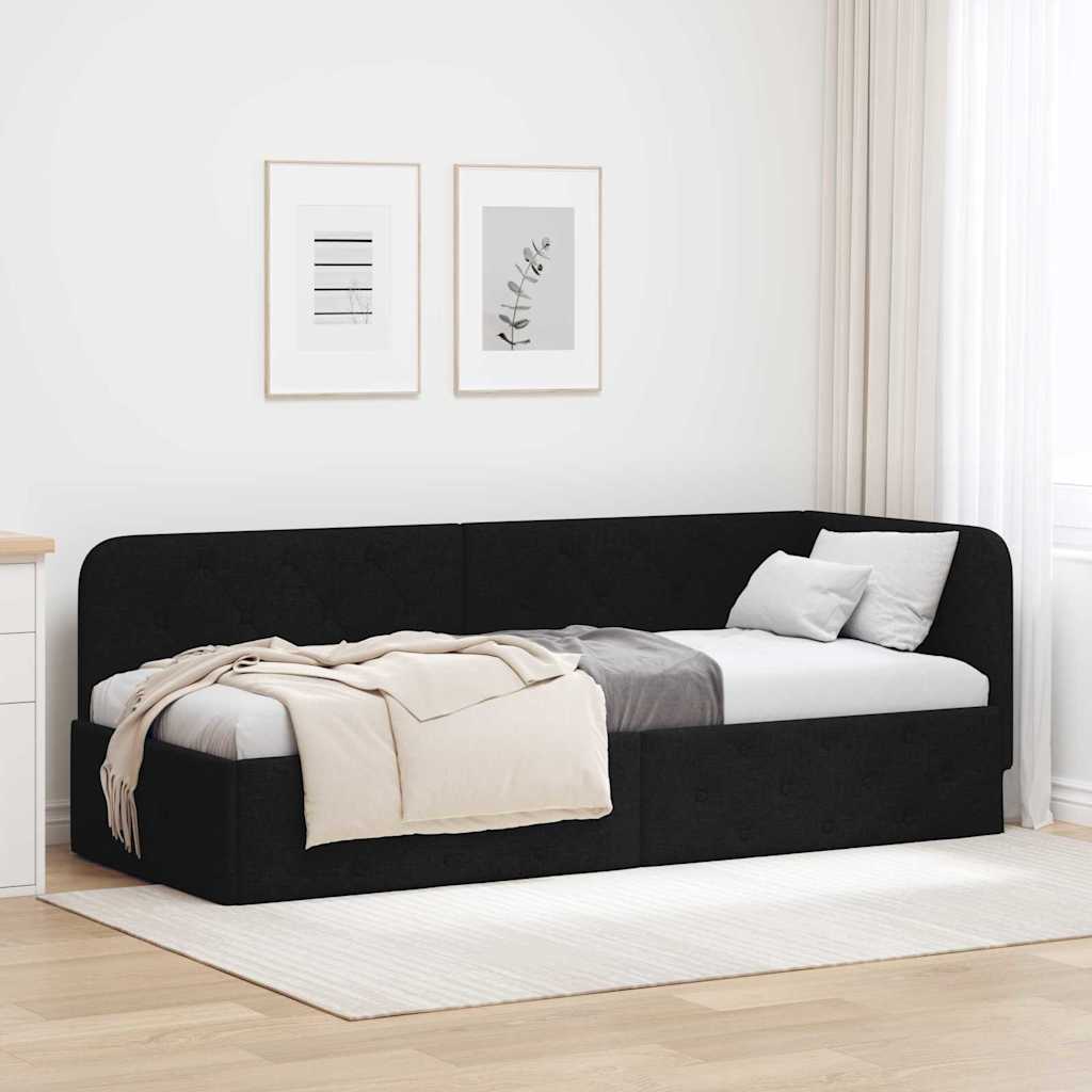 vidaXL Κρεβάτι Γωνίας με κεφαλάρι Μαύρο 80 x 200 cm ύφασμα