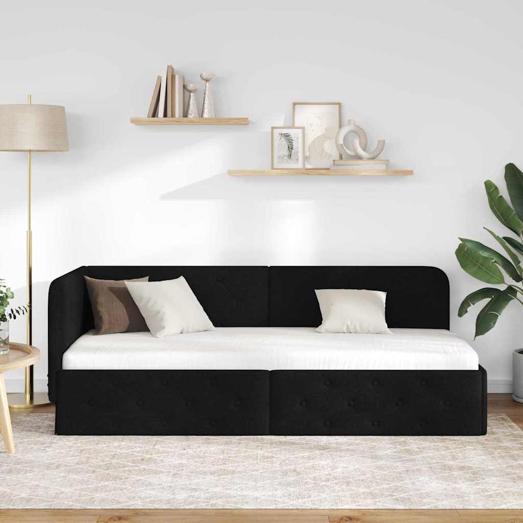 vidaXL Κρεβάτι Γωνίας με κεφαλάρι Μαύρο 80 x 200 cm ύφασμα