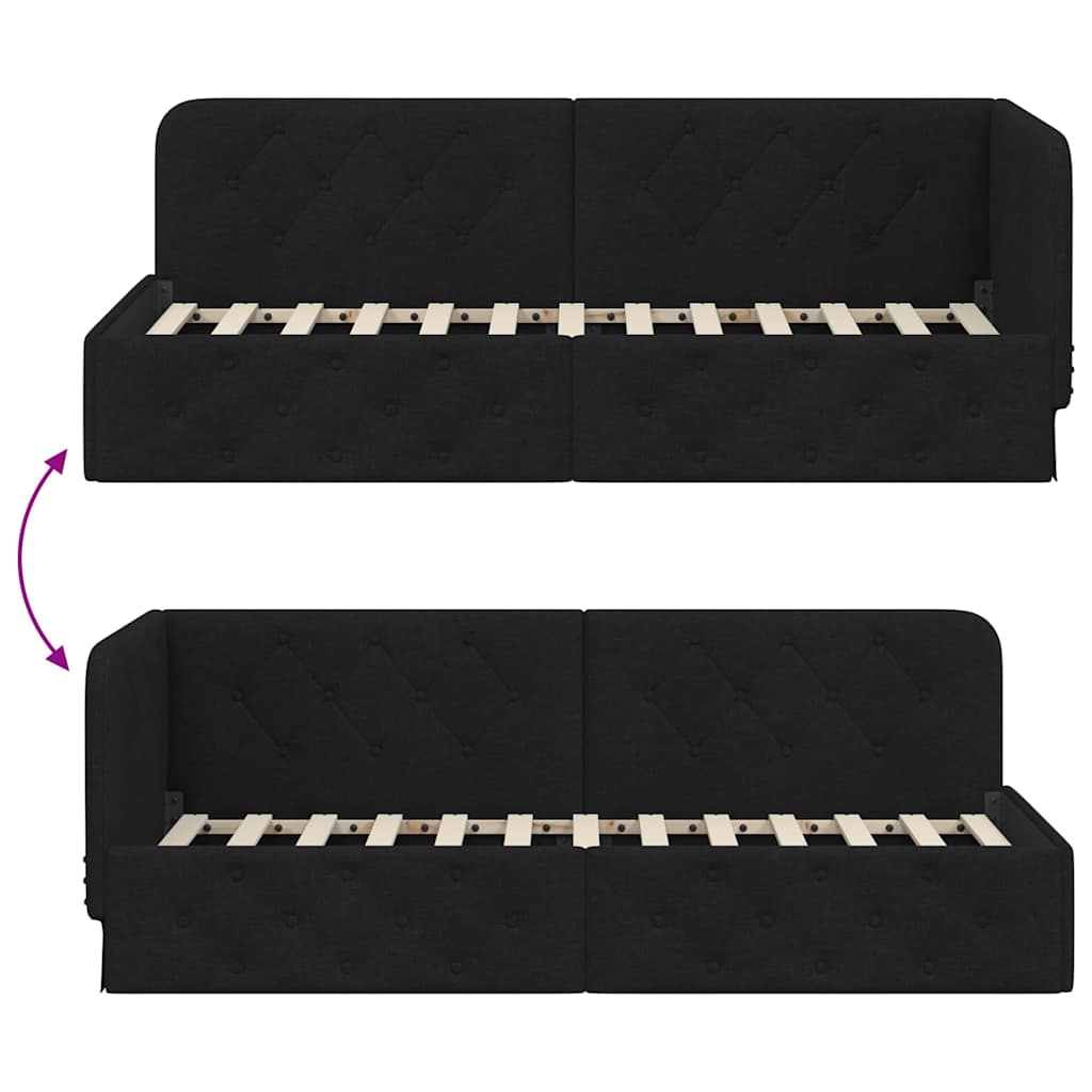 vidaXL Κρεβάτι Γωνίας με κεφαλάρι Μαύρο 80 x 200 cm ύφασμα