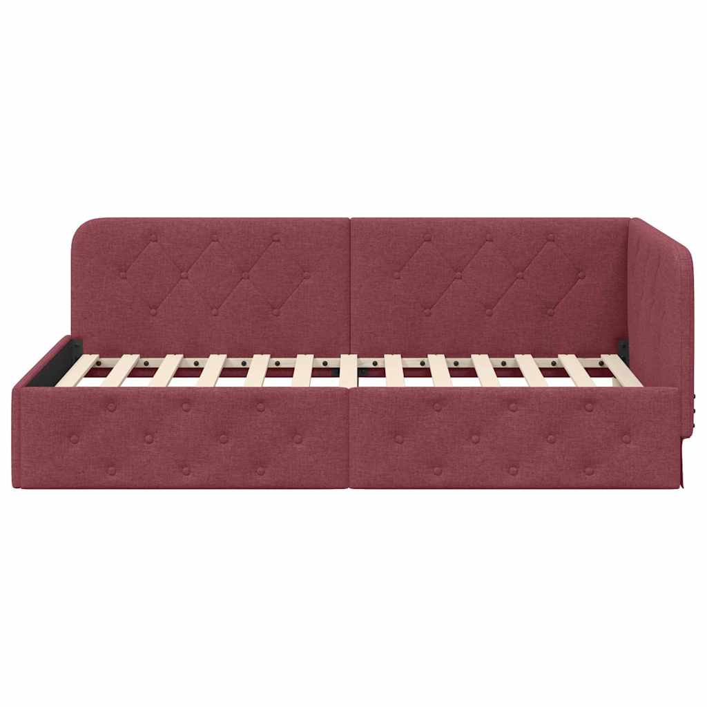 vidaXL Κρεβάτι Γωνίας Κόκκινο 90 x 190 cm ύφασμα