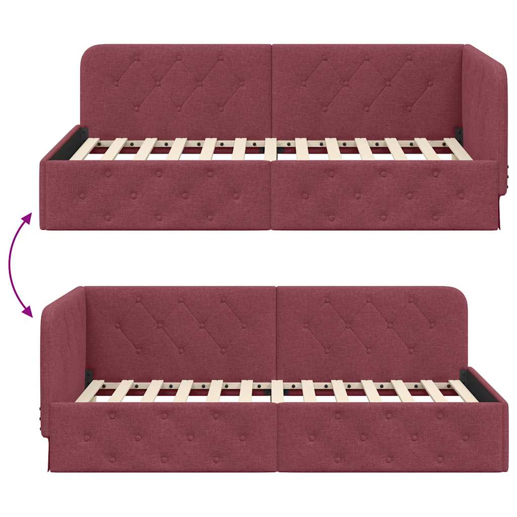 vidaXL Κρεβάτι Γωνίας Κόκκινο 90 x 190 cm ύφασμα