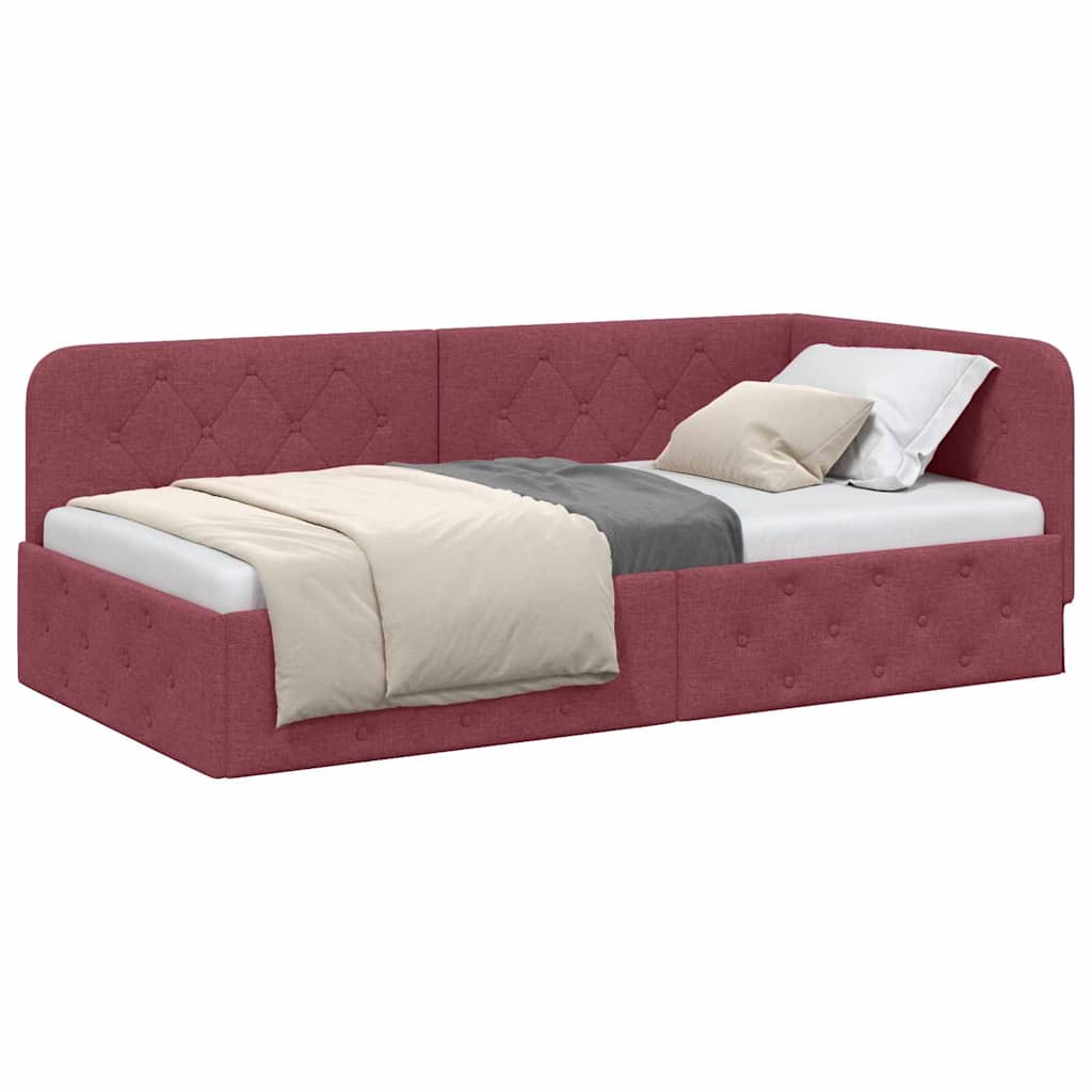 vidaXL Κρεβάτι Γωνίας Κόκκινο 90 x 190 cm ύφασμα
