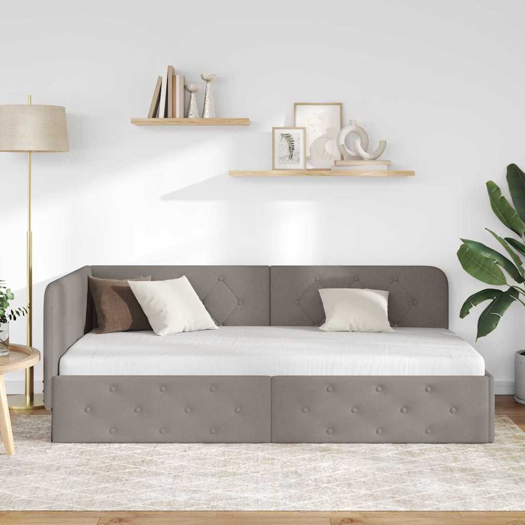 vidaXL Κρεβάτι Γωνίας με κεφαλάρι Taupe 90 x 190 cm ύφασμα